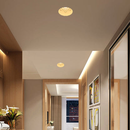 Traditional French Plaster Aluminum Round Carved Recessed 1-Light Flush Mount Ceiling Light Spotlight For Hallway