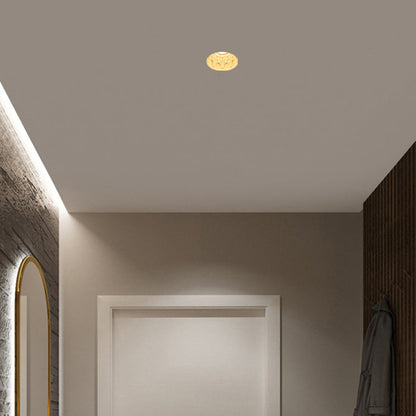 Traditional French Plaster Aluminum Round Carved Recessed 1-Light Flush Mount Ceiling Light Spotlight For Hallway