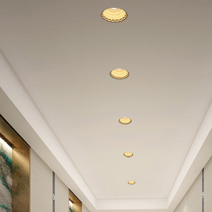 Traditional French Plaster Aluminum Round Zodiac Three-dimensional Pattern Recessed LED Flush Mount Ceiling Light Spotlight For Hallway