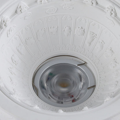 Traditional French Plaster Aluminum Round Zodiac Three-dimensional Pattern Recessed LED Flush Mount Ceiling Light Spotlight For Hallway