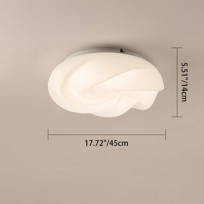Contemporary Nordic Iron PE Cookies Swirled LED Semi-Flush Mount Ceiling Light For Bedroom