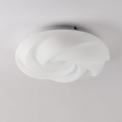 Contemporary Nordic Iron PE Cookies Swirled LED Semi-Flush Mount Ceiling Light For Bedroom