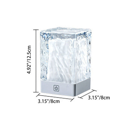 Modern Simplicity Rechargeable ASB Resin Cylinder Glacial Texture LED Table Lamp Night Light For Bedside