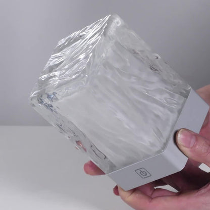 Modern Simplicity Rechargeable ASB Resin Cylinder Glacial Texture LED Table Lamp Night Light For Bedside