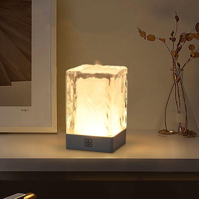 Modern Simplicity Rechargeable ASB Resin Cylinder Glacial Texture LED Table Lamp Night Light For Bedside
