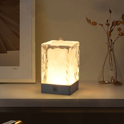 Modern Simplicity Rechargeable ASB Resin Cylinder Glacial Texture LED Table Lamp Night Light For Bedside