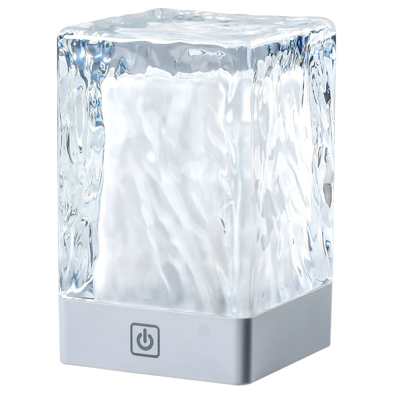 Modern Simplicity Rechargeable ASB Resin Cylinder Glacial Texture LED Table Lamp Night Light For Bedside