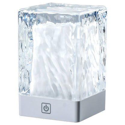Modern Simplicity Rechargeable ASB Resin Cylinder Glacial Texture LED Table Lamp Night Light For Bedside