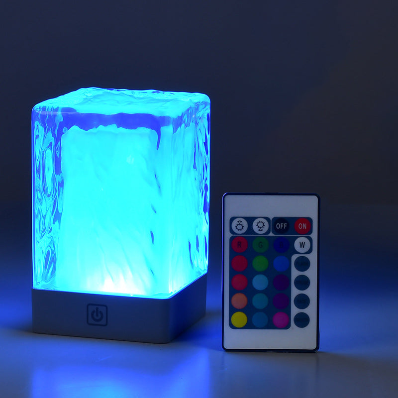 Modern Simplicity Rechargeable ASB Resin Cylinder Glacial Texture LED Table Lamp Night Light For Bedside