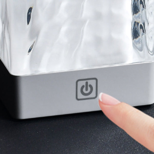 Modern Simplicity Rechargeable ASB Resin Cylinder Glacial Texture LED Table Lamp Night Light For Bedside