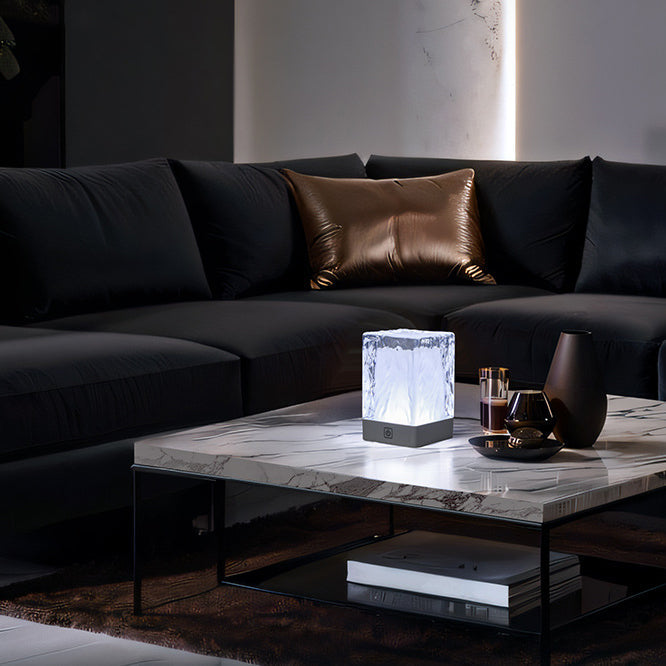 Modern Simplicity Rechargeable ASB Resin Cylinder Glacial Texture LED Table Lamp Night Light For Bedside