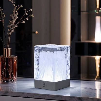 Modern Simplicity Rechargeable ASB Resin Cylinder Glacial Texture LED Table Lamp Night Light For Bedside
