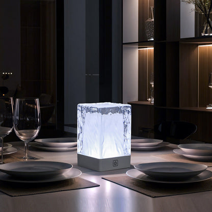 Modern Simplicity Rechargeable ASB Resin Cylinder Glacial Texture LED Table Lamp Night Light For Bedside
