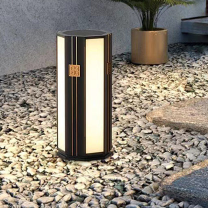 Traditional Chinese Solar Waterproof Stainless Steel PC Cylinder Octagon LED Outdoor Light Landscape Lighting For Garden