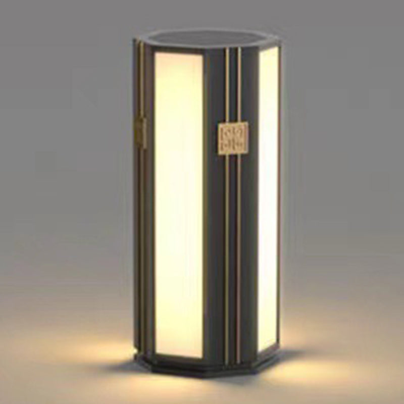 Traditional Chinese Solar Waterproof Stainless Steel PC Cylinder Octagon LED Outdoor Light Landscape Lighting For Garden
