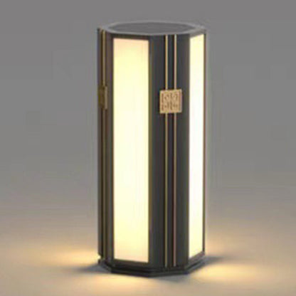 Traditional Chinese Solar Waterproof Stainless Steel PC Cylinder Octagon LED Outdoor Light Landscape Lighting For Garden
