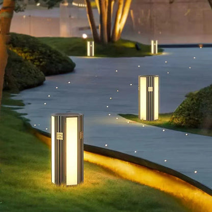 Traditional Chinese Solar Waterproof Stainless Steel PC Cylinder Octagon LED Outdoor Light Landscape Lighting For Garden