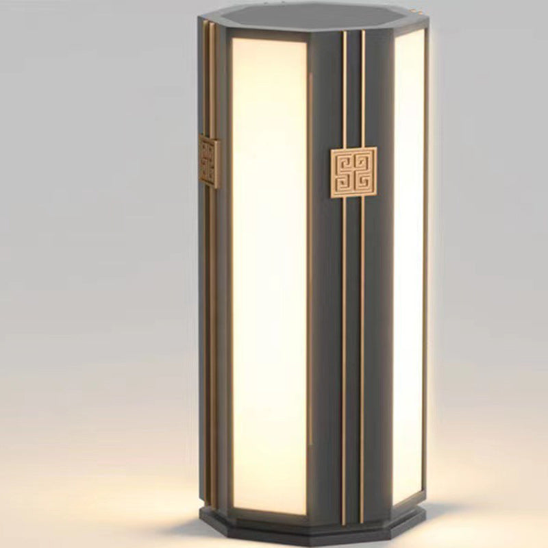 Traditional Chinese Solar Waterproof Stainless Steel PC Cylinder Octagon LED Outdoor Light Landscape Lighting For Garden