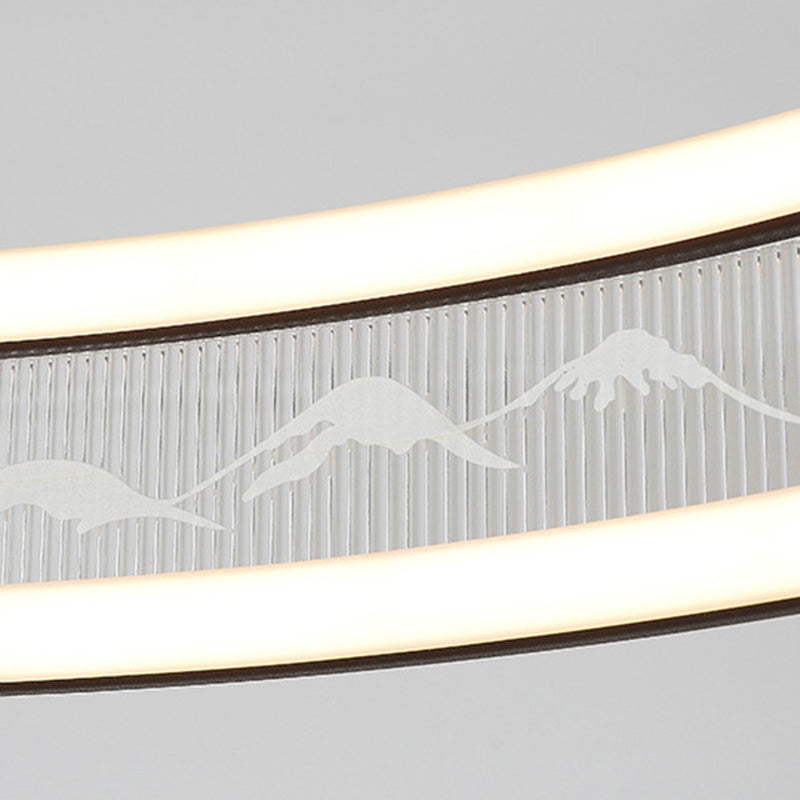 الثريات LED التقليدية الصينية المصنوعة من الحديد الأكريليكي والفولاذ المقاوم للصدأ والمطلية بالمينا المستديرة لغرفة المعيشة 