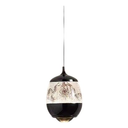 Contemporary Scandinavian Aluminum Acrylic Oval Snowy Mountain Liftable LED Pendant Light For Bedside