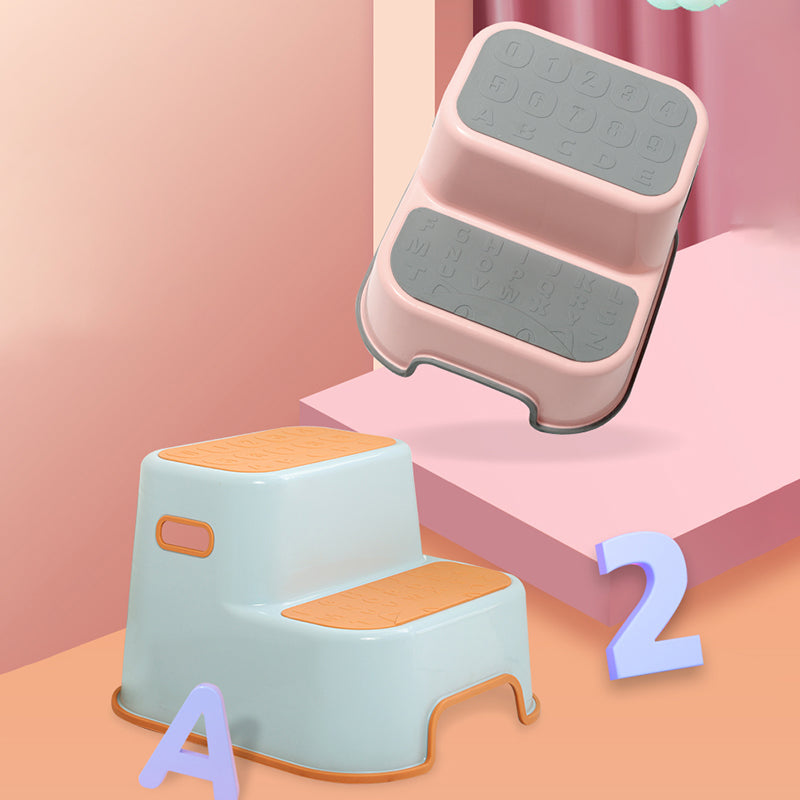 Contemporary Creative Kids TPE PP Rectangular Letter Portable Footstool 2-Tier For Bathroom