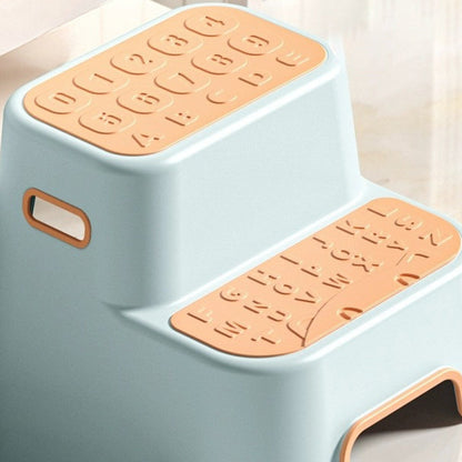 Contemporary Creative Kids TPE PP Rectangular Letter Portable Footstool 2-Tier For Bathroom