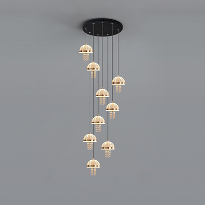 Modern Luxury Iron Acrylic Jellyfish Dome Liftable LED Chandeliers For Bedside