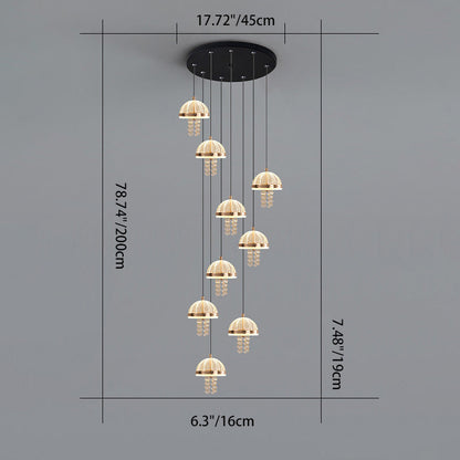 Modern Luxury Iron Acrylic Jellyfish Dome Liftable LED Chandeliers For Bedside