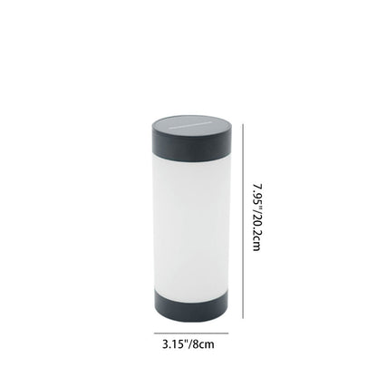 Modern Minimalist Solar Waterproof Stainless Steel Plastic Glass Cylinder Portable LED Outdoor Table Lamp For Outdoor Patio
