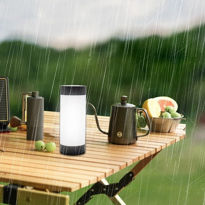 Modern Minimalist Solar Waterproof Stainless Steel Plastic Glass Cylinder Portable LED Outdoor Table Lamp For Outdoor Patio