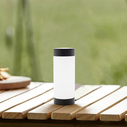 Modern Minimalist Solar Waterproof Stainless Steel Plastic Glass Cylinder Portable LED Outdoor Table Lamp For Outdoor Patio