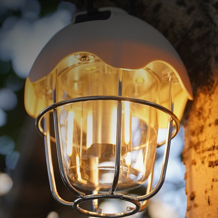 Contemporary Retro Rechargeable Plastic Metal Pinecone Eggshell Portable Camping LED Outdoor Light For Outdoor Patio