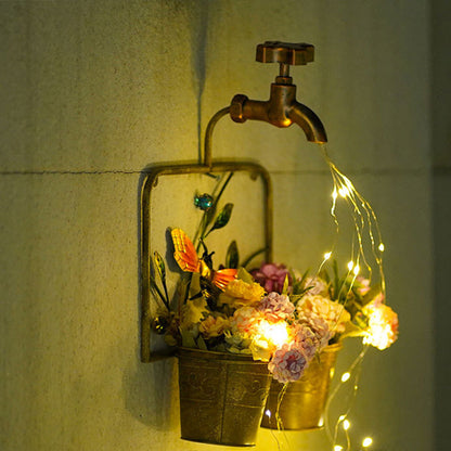 Contemporary Creative Solar Waterproof Iron Faucet Planter Butterfly LED Outdoor Light Landscape Lighting For Garden