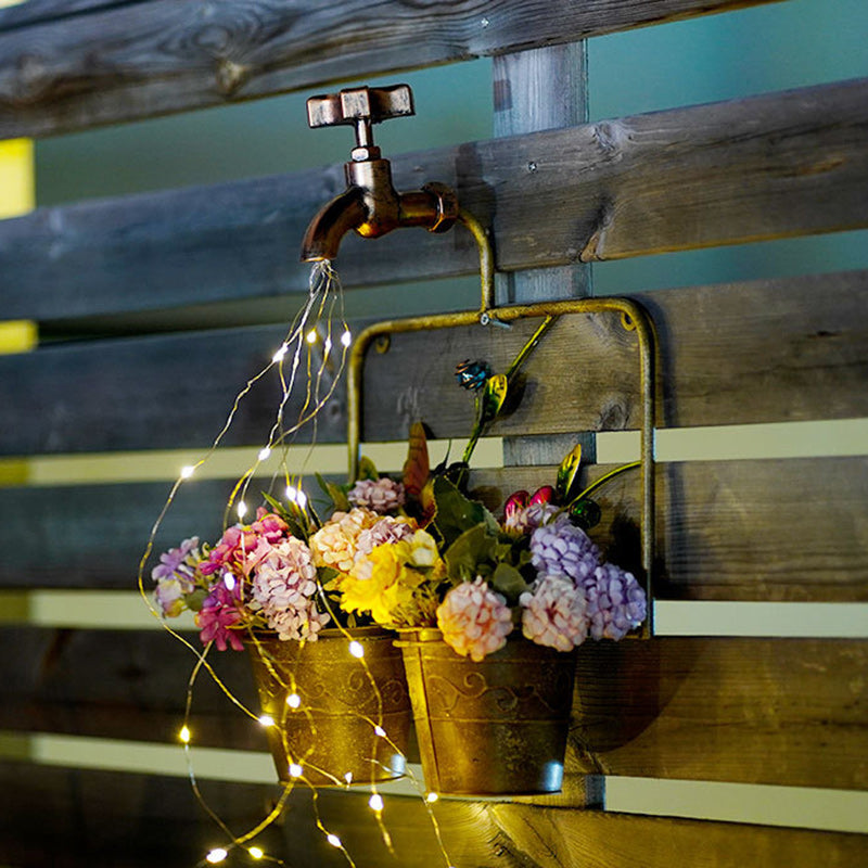 Contemporary Creative Solar Waterproof Iron Faucet Planter Butterfly LED Outdoor Light Landscape Lighting For Garden