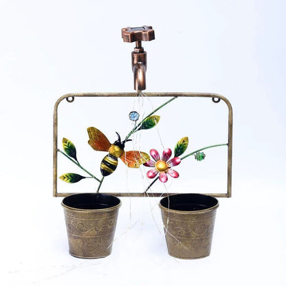 Contemporary Creative Solar Waterproof Iron Faucet Planter Butterfly LED Outdoor Light Landscape Lighting For Garden