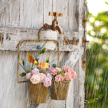 Contemporary Creative Solar Waterproof Iron Faucet Planter Butterfly LED Outdoor Light Landscape Lighting For Garden