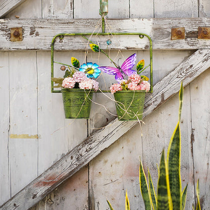 Contemporary Creative Solar Waterproof Iron Faucet Planter Butterfly LED Outdoor Light Landscape Lighting For Garden