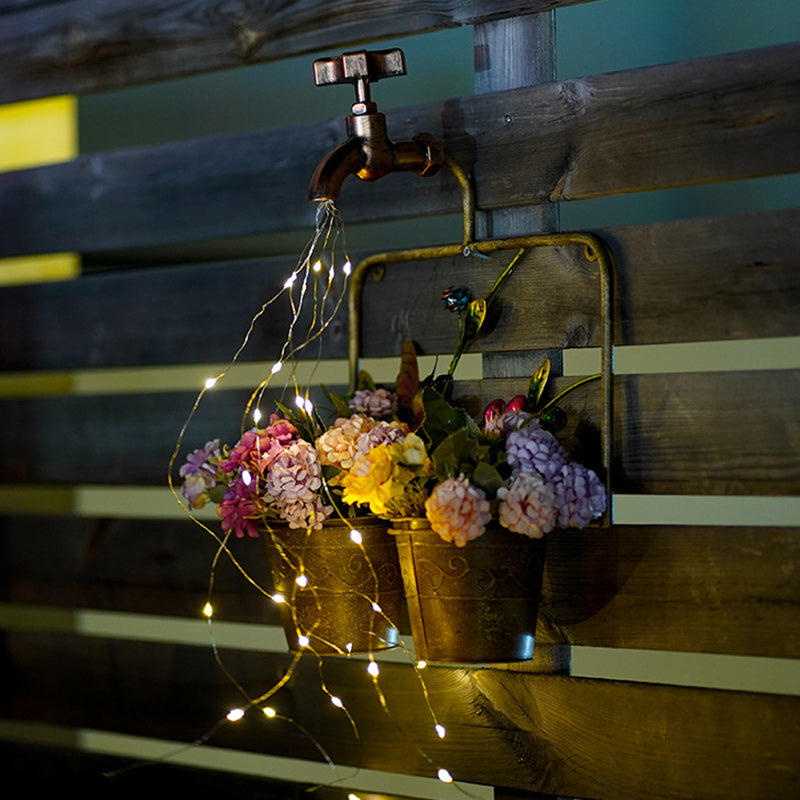 Contemporary Creative Solar Waterproof Iron Faucet Planter Butterfly LED Outdoor Light Landscape Lighting For Garden