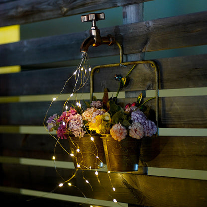 Contemporary Creative Solar Waterproof Iron Faucet Planter Butterfly LED Outdoor Light Landscape Lighting For Garden