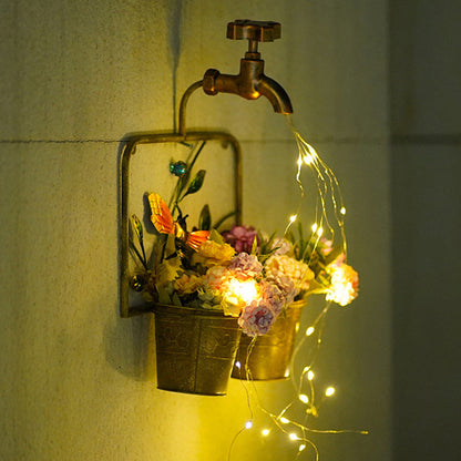 Contemporary Creative Solar Waterproof Iron Faucet Planter Butterfly LED Outdoor Light Landscape Lighting For Garden