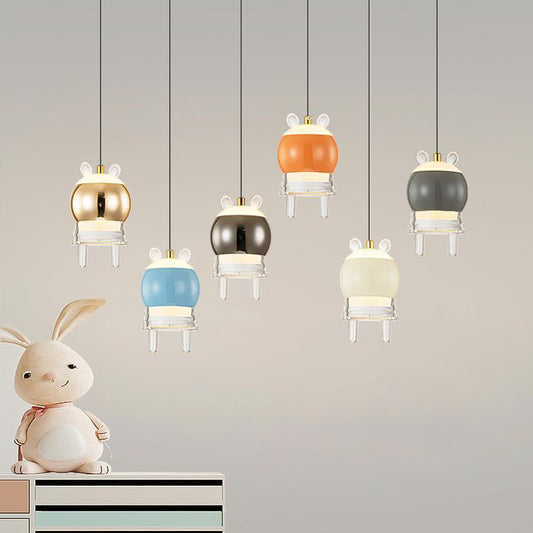 Contemporary Creative Kids Aluminum Iron Acrylic Cartoon Model Liftable LED Pendant Light For Bedside