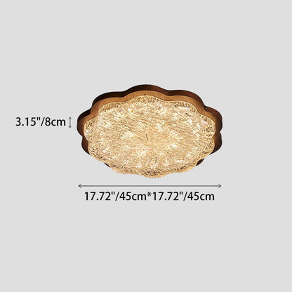 Contemporary Retro Resin Iron Flower Gold Foil LED Flush Mount Ceiling Light For Bedroom