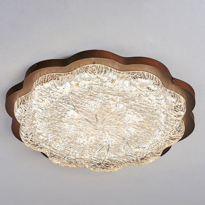 Contemporary Retro Resin Iron Flower Gold Foil LED Flush Mount Ceiling Light For Bedroom