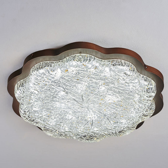 Contemporary Retro Resin Iron Flower Gold Foil LED Flush Mount Ceiling Light For Bedroom