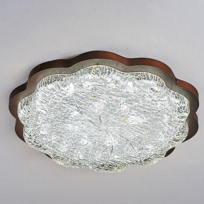 Contemporary Retro Resin Iron Flower Gold Foil LED Flush Mount Ceiling Light For Bedroom