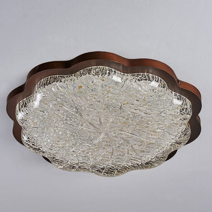Contemporary Retro Resin Iron Flower Gold Foil LED Flush Mount Ceiling Light For Bedroom