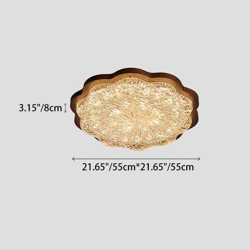 Contemporary Retro Resin Iron Flower Gold Foil LED Flush Mount Ceiling Light For Bedroom