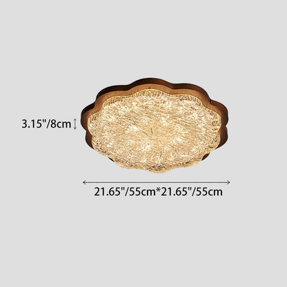 Contemporary Retro Resin Iron Flower Gold Foil LED Flush Mount Ceiling Light For Bedroom
