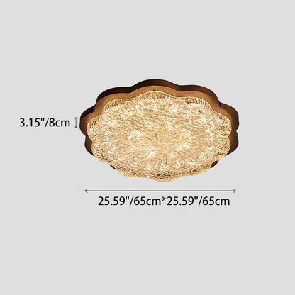 Contemporary Retro Resin Iron Flower Gold Foil LED Flush Mount Ceiling Light For Bedroom