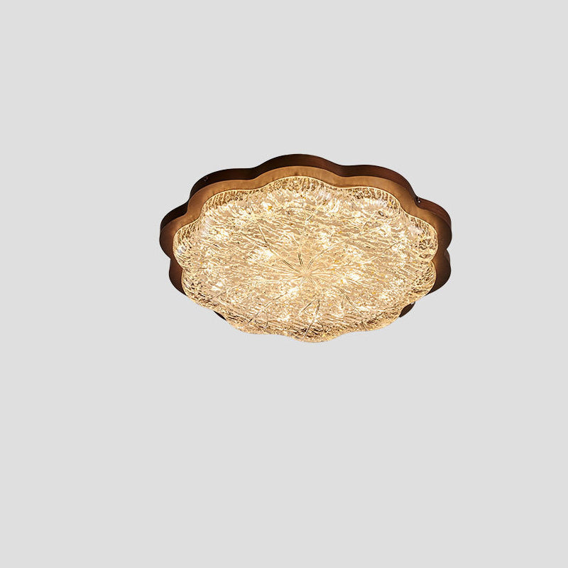 Contemporary Retro Resin Iron Flower Gold Foil LED Flush Mount Ceiling Light For Bedroom